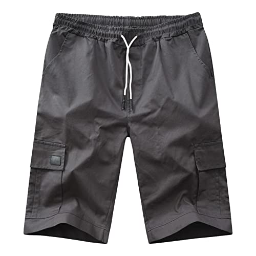 Maiyifu-GJ Lässige Herren-Shorts mit mehreren Taschen, elastischer Bund, entspannte Passform, Cargo-Shorts, lockere Passform, leichte Outdoor-Shorts (Dunkelgrau, Größe 3XL) von Maiyifu-GJ