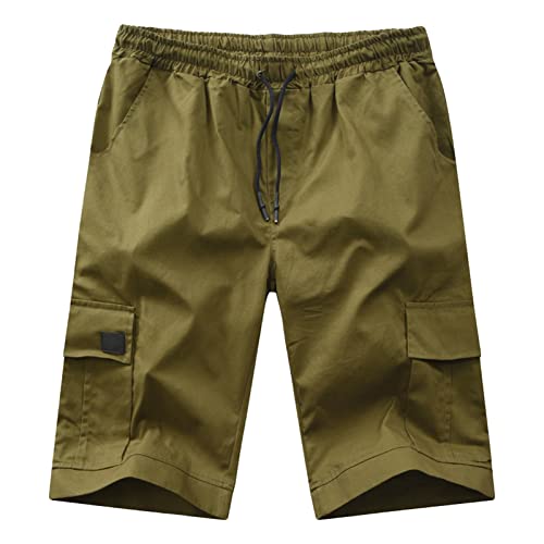 Maiyifu-GJ Lässige Herrenhose mit mehreren Taschen, elastischer Bund, entspannte Passform, Cargo-Shorts, lockere Passform, leichte Outdoor-Shorts (Armeegrün, Größe 4XL) von Maiyifu-GJ