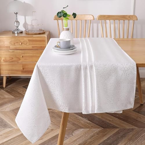 Majestic Giftware Polyester-Tischdecken für rechteckige Tische | (70/120) – TC1363 Jacquard mit weißem Aufdruck, Saumstich für Esstisch, dekorative, waschbare Tischdecke für Küche, Esszimmer von Majestic Giftware