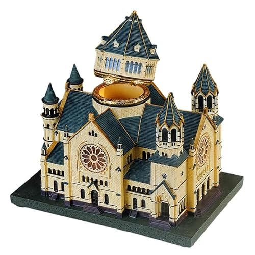 Majestic Giftware Tzedakah Charity Box aus Keramik – Shul-Modell Pushka mit Lichtern – Straßburg (RM-ITZ308) | Puschka/Spenden-Sammelbox für jüdische Einrichtungen | Judaica Tzedakah Box Geschenk von Majestic Giftware