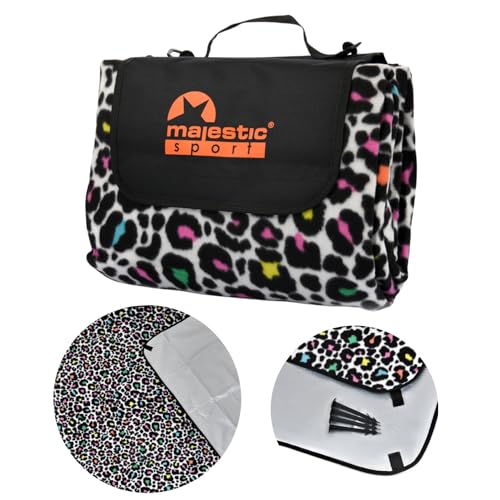 Majestic Sport Picknickdecke 200x200 cm mit 4 Erdankern, Stranddecke mit Wasserdichter Unterseite für 4-6 Personen, Campingdecke mit Tragegriff Ideal für Camping, Strand, Park, Garten Leo. Majestic Sport Picknickdecke 200x200 cm mit 4 Erdankern, Stranddecke mit Wasserdichter Unterseite für 4-6 Personen, Campingdecke mit Tragegriff Ideal für Camping, Strand, Park, Garten Leo. von Majestic Sport