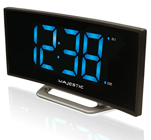 Majestic SVE 234 Wecker mit großem 1,85" LED Display Curve mit Einstellbarer Helligkeit, Doppelalarm, inklusive Stromadapter, Schwarz von Majestic