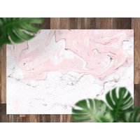 Abstrakter Rosafarbener Marmor Vinylteppich, Linoleumteppich, Beigefarbener Linoleumteppich von MajesticMats