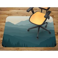 Berge Stuhlteppich, Blaue Glas Stuhlmatte, Beige Büro Vinyl Bodenmatte, Natur Bodenschoner Matte von MajesticMats