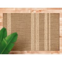 Boho Gestreifter Teppich Carmel Vinyl Matte, Bronze Bodenmatte, Brauner Linoleumboden von MajesticMats