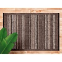 Boho Milchschokolade Stroh Teppich Punkte Streifen Vinyl Matte, Braun Bodentuch Beige Linoleumboden, Gestreifter von MajesticMats