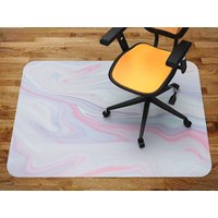 Candy Marmor Stuhlmatte, Rosa Glas Weiße Büro Vinyl Bodenmatte, Stein Bodenschutzmatte von MajesticMats