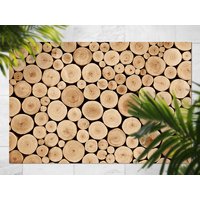 Dense Gruppenringe Gegen Den Baum Vinyl Matte, Bronze Bodentuch Brauner Linoleumboden, Holz Teppichboden von MajesticMats