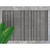 Fabric Texture Grau Dunkle Streifen Outdoor Teppich, Graue Outdoor-Matte Für Terrasse, Schwarz Vinyl Wasserdicht Gestreiften Bereich Teppich von MajesticMats