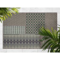 Faded Ink Multi Muster Patchwork Vinyl Teppich, Grüne Outdoor Matte Für Terrasse, Bronze Wasserdichter Bereich Teppich Kunststoff von MajesticMats