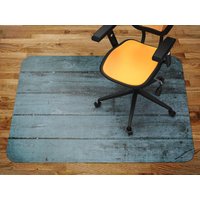 Grau Blauer Holz Stuhlteppich, Graue Glas Stuhlmatte, Blaue Büro Vinyl Bodenmatte, Dielenboden Schonmatte von MajesticMats