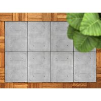 Graue Betonplatten Teppich Outdoor Teppich, Outdoor-Matte Für Terrasse, Weißer Vinyl Wasserdichter Fester Kunststoff von MajesticMats