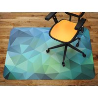 Grüne Blaue Dreiecke Stuhlmatte, Büro Bodenmatte, Grüner Stuhlteppich Mit Dreiecken Muster von MajesticMats