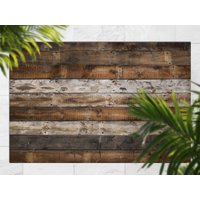 Hafen Dark Boards Vinylteppich, Braune Outdoor-Matte Für Terrasse, Bronze Vinyl Wasserdichter Teppich, Holzteppich Kunststoff von MajesticMats