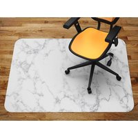 Heller Marmor Stuhlmatte Teppich, Graue Glas Stuhlmatte, Weiße Büro Vinyl Bodenmatte, Granit Bodenschoner Matte von MajesticMats