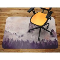 Lila Berg Sonnenuntergang Stuhlmatte Teppich, Beige Glas Stuhlmatte, Büro Vinyl Bodenmatte, Natur Bodenschoner Matte von MajesticMats