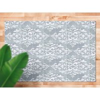 Moderne Farben Natur Ornament Vinyl Teppich, Grauer Läufer, Blauer Boden, Moderner Linoleum Boden von MajesticMats