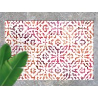 Moderner Rosa Und Gelber Kreis-Vinylteppich, Außenmatte Für Terrasse, Wasserdichter Vinylteppich, Bereich Teppich Kunststoff von MajesticMats