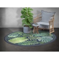 Monstera Rundteppich Vinyl, Grüner Vinylteppich, Schwarze Runde Matte, Pflanzen Linoleumfläche Matte von MajesticMats