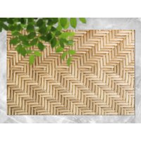 Rattan Textur Muster Outdoor Teppich, Beige Matte Für Terrasse, Bronze Vinyl Wasserdichter Holz Teppich Kunststoff von MajesticMats