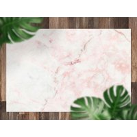 Rosa Marmor Mutig Kontrastierende Veining Natürliche Vinylmatte, Rosa Bodentuch Weißer Linoleumboden, Vinyl Teppichbereich von MajesticMats