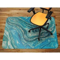 Shades Blauer Marmor Stuhlteppich, Blaue Glas Stuhlmatte, Büro Vinyl Bodenmatte, Steinboden Schonmatte von MajesticMats