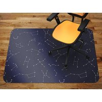 Sternbilder Stuhlmatte, Schwarze Büro-Vinyl-Bodenmatte, Weiße Bodenschutzmatte, Sternenstuhlteppich von MajesticMats
