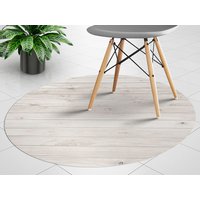 Weiße Holzbretter Runde Vinylmatte, Beige Matte Unter Stuhl, Grauer Runder Stuhlschutz, Plank Vinyl Stuhlteppich von MajesticMats