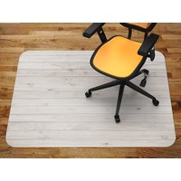 Weiße Holzbretter Stuhlmatte, Beige Büro Bodenmatte, Graue Bodenschoner Matte, Dielenteppich von MajesticMats