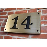 Hochglanzpolierte Oder Gebürstete Rechteckige Massive Bronzeguss Hausnummer Name Adresse Plakette Schild von MajesticmetalsShop