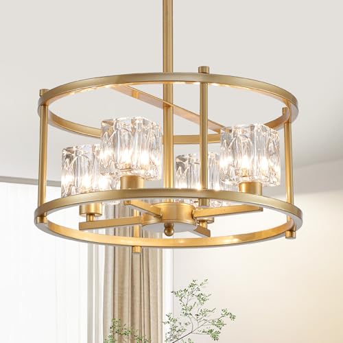 Majhoiw Moderne 3 Licht Kronleuchter Gold Deckenleuchte E27 Höhenverstellbare Metal Pendelleuchte Mit Glasschirm für Wohnzimmer, Esszimmer, Schlafzimmer, Φ40cm Majhoiw Moderne 3 Licht Kronleuchter Gold Deckenleuchte E27 Höhenverstellbare Metal Pendelleuchte Mit Glasschirm für Wohnzimmer, Esszimmer, Schlafzimmer, Φ40cm von Majhoiw