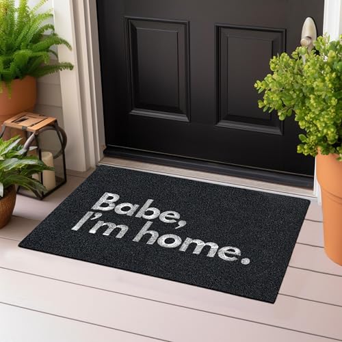Majo Lifestyle und Home® Fußmatte rutschfest waschbar Flur-Matte dünne Haustür-Matte, Schmutzfangmatte für innen und außen, Fussabtreter Eingangsbereich (ANTHRAZIT Babe, I´m Home., 40x60 cm) von Majo Lifestyle und Home