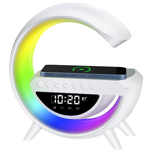 Majome LED Nachttischlampe Mit Ladefunktion Neue Intelligente lichtwecker Tischlampe Drahtlose Lautsprecher Mit Musiksynchronisierung Dimmbar Nachtlicht für Schlafzimmer-Wohndekoration von Majome