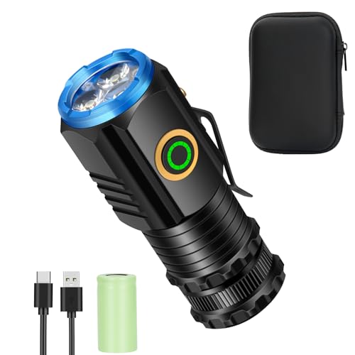 Mini LED Taschenlampe Extrem Hell, Aufladbar Taschenlampen mit 5 Lichtmodi & Magnet, Handheld klein Taschenlampe,Wasserdichte Mini Handlampe für Camping Outdoor Wandern von Majome