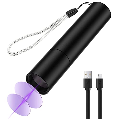 UV-Taschenlampe UV 365nm Hochleistungs-Schwarzlicht 3W UV-Härtungslicht 3 Modi USB-wiederaufladbare Schwarzlicht-Taschenlampen für die Urinerkennung von Haustieren, Felsen und Mineralglühen von Majome