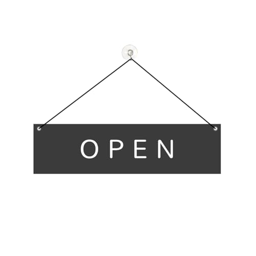 Elegantes Türschild Hängeschild Open/Close 30x8cm Alu/Dipond Geöffnet/Geschlossen Schild Saugnapf zweiseitig schwarz von Major and More