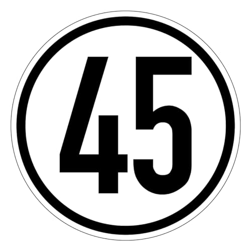 Geschwindigkeitsaufkleber Foliem Aufkleber km/h Geschwindigkeitsschild Ø20 cm (45 km/h) von Major and More