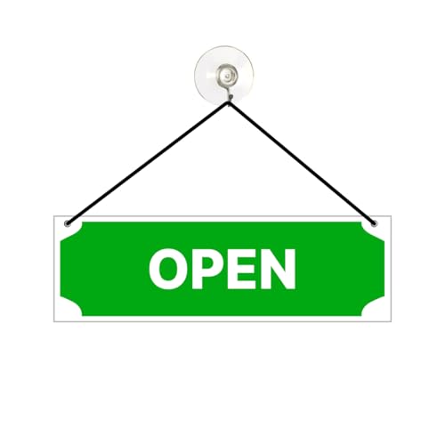 Hängeschild Open Closed Schild 25cmx8cm mit Saugnapf Zweiseitig Alu/Dipond Rot Grün Geöffnet/Geschlossen von Major and More