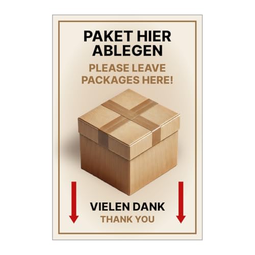 Hinweisschild Pakete hier ablegen 30x20cm Alu/Dipond Paketbox Schild Leave packages here von Major and More