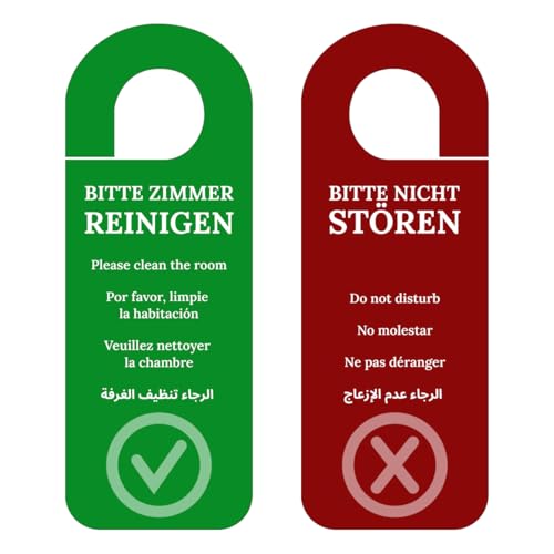 Türschild Hotel Bitte nicht stören Türanhänger beidseitig Rot Grün 5 Sprachen 27x10 cm (50) von Major and More