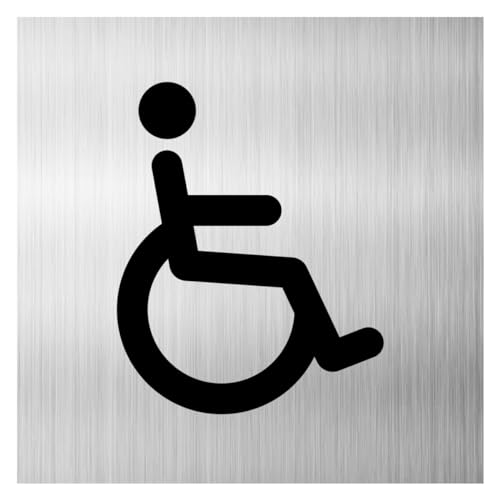 WC Schild Toilette mit Klebepad Piktogramm Toilettenschild Klo Dibond/Alu 3 mm 12cm x 12cm Rollstuhl Behinderten Toilette von Major and More