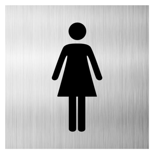 WC Schild Toilette mit Klebepad Piktogramm Toilettenschild Gäste Klo Dibond/Alu 3 mm 12cm x 12cm (Damen) von Major and More