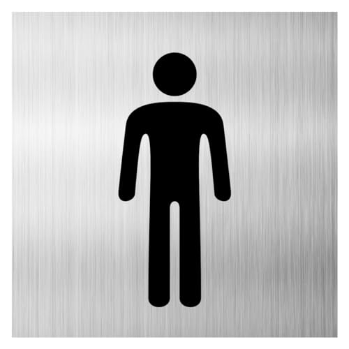 WC Schild Toilette mit Klebepad Piktogramm Toilettenschild Gäste Klo Dibond/Alu 3 mm 12cm x 12cm (Herren) von Major and More