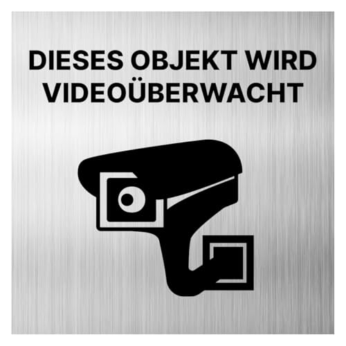 Warnung Videoüberwachung Kamera Schild Dibond/Alu 3 mm 12x12cm mit Klebepad (3) von Major and More