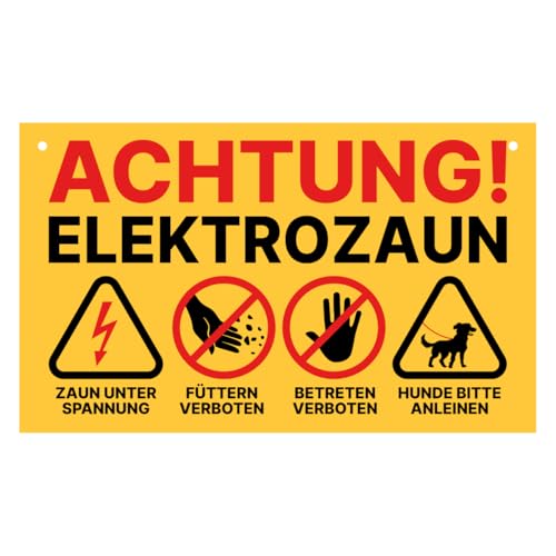 Weidezaun Schild Warnschild Elektro Zaun Füttern verboten & Betreten verboten 20x12 cm inklusive Kabelbinder (1) von Major and More