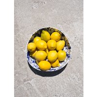 Salatschüssel 28 cm, Keramikschüssel Mit Kobaltspritzern, Unregelmäßige Handgemachte Servierschüssel, Keramik, Obstschale von MakakiStudioStore