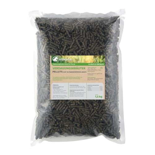 Makana Verdauungskräuter Pellets auf Schwarzkümmelbasis für Pferde, 1,5 kg Beutel von Makana