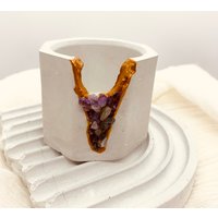 Amethyst || Kleiner Geode Luftpflanzentopf | Teelicht Kerzenhalter Echter Kristall von MakanaByLinoCrystal