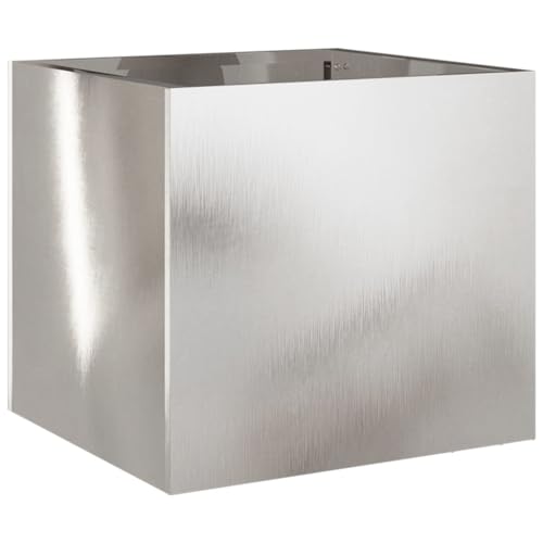 2er Set Blumentopf aus Metall, Outdoor Balkon Blumenkübel Pflanzkübel Blumenkasten Moderner Hochbeet Pflanzkasten für Haus und Garten, Silbern 32x30x29 cm Edelstahl von Makastle