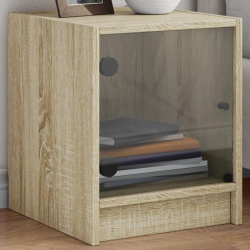 2er Set Nachttische, Night Stand mit Glastür, Nachtschrank Schlichter Beistelltisch für Schlafzimmer Wohnzimmer, Sonoma-Eiche 35x37x42 cm 2er Set Nachttische, Night Stand mit Glastür, Nachtschrank Schlichter Beistelltisch für Schlafzimmer Wohnzimmer, Sonoma-Eiche 35x37x42 cm von Makastle